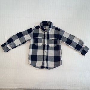 Carter's Navy and White Plaid Flannel Shirt 3T